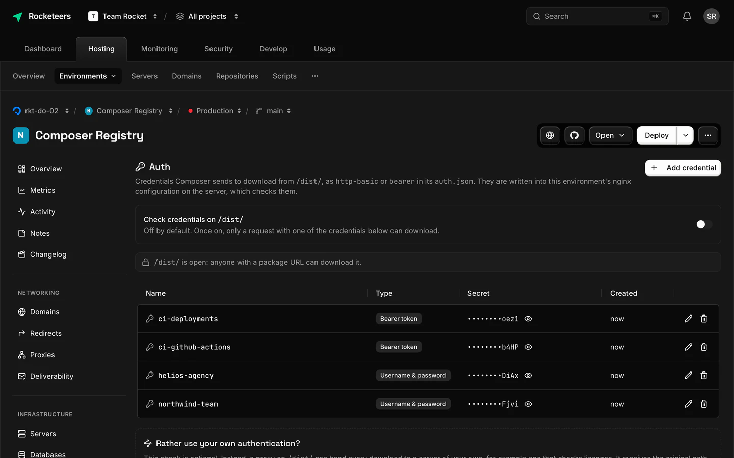 Auth configuration built in