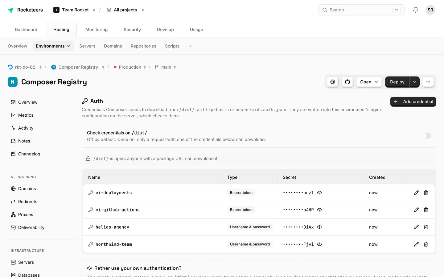 Auth configuration built in